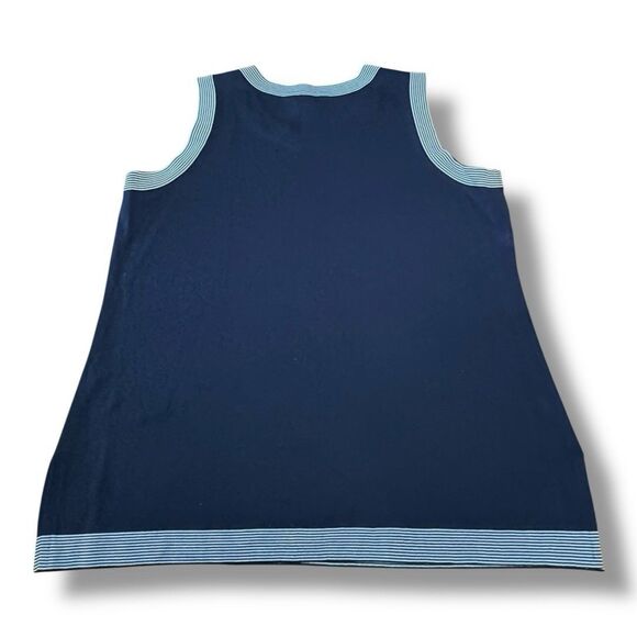 Exclusively Misook Navy Acrylic Striped 2 Pc Skirt Tank Top Office Women’s Sz L - Picture 3 of 16